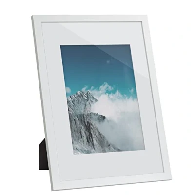 Image de SONGMICS Cadre Photo, pour Image de 21 x 29,7 cm (sans Passe partout) et 15,2 20,3 (avec partout), Protection Face en Verre, Blanc RPF011W01