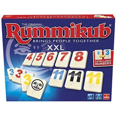 Image de Rummikub XXL. Con Los números Más Grande. fácil de Leer. El Famoso Juego Estrategia Para Toda la Familia. Crea tríos o escaleras. Diviértete Este Todas Las Edades, 928842