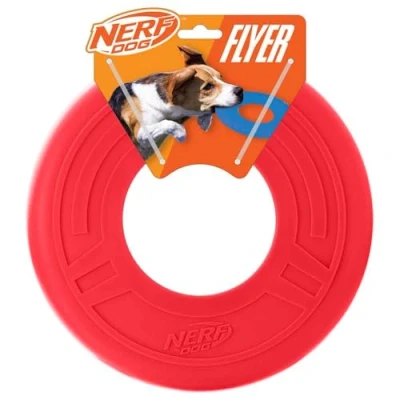 Image de Nerf Dog Atomic Flyer Jouet pour Chien, Disque Volant, léger, Durable et résistant à l&#039;eau, idéal la Plage Piscine, 25,4 cm de diamètre, Les Races Moyennes Grandes, unité Unique,