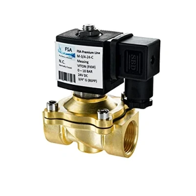 Image de FSA électrovanne en laiton 3/4&quot; 24V DC 0 10 bar Viton fermée sans courant