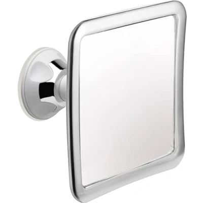 Image de Miroir de Douche Anti Buée, Rasage avec Ventouse, Petit Incassable pour Salle Bain sans Adhesif, Rotation à 360, 16cm x (Chrome)