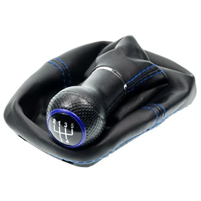 Image de L&amp;P A252 5 Soufflet Levier de Vitesse Pommeau 23mm compatible avec VW Golf 4 IV Boite Cadre Plug &amp; Play Pièce rechange pour 1J071113 Noir Bleu