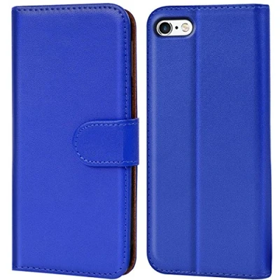 Image de Verco Coque pour Apple iPhone 6S, Housse Portefeuille 6 Etui en Cuir Synthétique Fonction Stand Case, Bleu