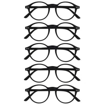 Image de OPULIZE REY Lunettes de Lecture Lot 5 Montures Rondes Rétro Noir Mat Hommes Femmes Charnières à Ressort RRRRR56 1 +3.50