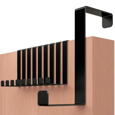 Image de Menz porte manteau pour porte, SET de 10 Crochet noir, 4,1 4,6 cm x 8 patere robuste,