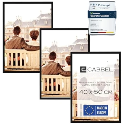Image de CABBEL Lot de trois (3 pcs.) cadres photo 40x50 cm MDF cadre en bois noir avec verre plexi incassable/Moderne