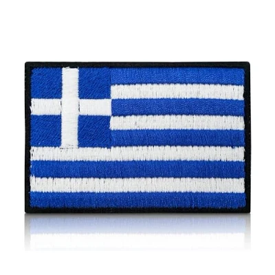 Image de Patch Drapeau de la Grèce avec fermeture à fixation Patchs pour l&#039;extérieur grec Finally Home