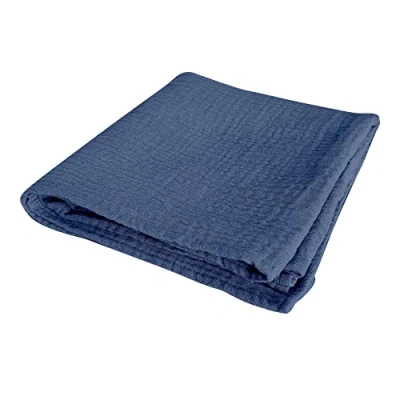 Image de Bébé Douceur, Drap Housse 100% Gaze de Coton 60 x 120 cm Bleu Fonce