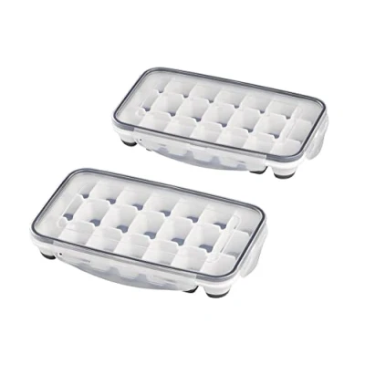 Image de APS Lot de 2 bacs à glaçons avec couvercle transparent pour 21 Dimensions : 4 x 2,5 3 cm