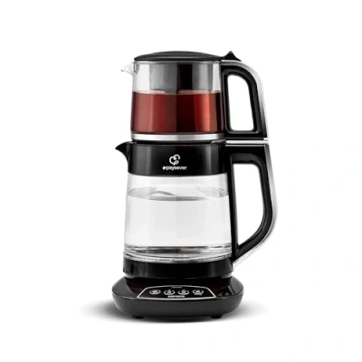 Image de Karaca Caysever Machine acier, chrome 1700 W, sans BPA, capacité de la théière en verre 0,8 Lt, du réservoir d&#039;eau 1,5 préparation l&#039;eau
