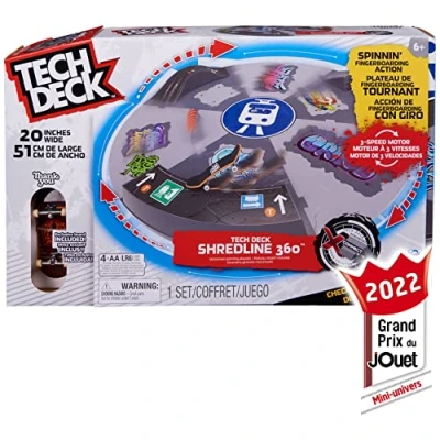 Image de Tech Deck Finger Skate Rampe MOTORISEE SHREDLINE 360 Motorisée Rotative 50 Cm De Diamètre avec Autocollants et 1 Thank You Exclusif 96 mm X Connect Jouet Enfant 6 Ans +