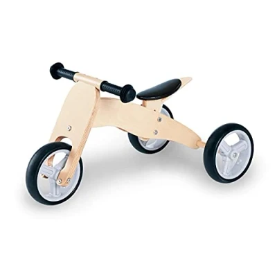 Image de Pinolino Mini draisienne 3 Roues &#039;Charlie&#039;, Naturel, laqué Transparent, Transformation Facile en Trike, Chopper ou vélo d&#039;exercice, Selle réglable Hauteur, pour Enfants à partir de 1,5 Ans