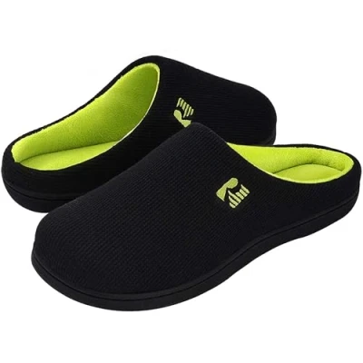 Image de RockDove Chausson en Mousse à Mémoire de Forme Deux Tons pour Homme, 44/45 EU, noir et vert lime
