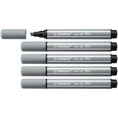 Image de Feutre dessin STABILO Pen 68 MAX ARTY Lot x 5 Feutres Coloriage Pointe Large gris