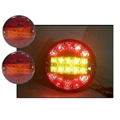 Image de JJ 2X 12v/24v LED Feux Arriere Rond Camion Remorque Caravane Fourgon *20 LEDs Hamburger