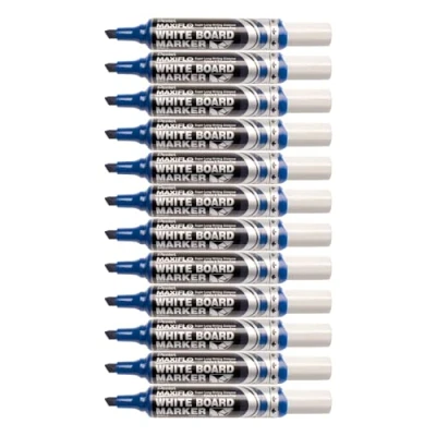 Image de Pentel Maxiflo Lot de 12 marqueurs effaçables à sec tableau blanc Pointe biseautée large Encre liquide Bleue