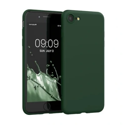 Image de kwmobile Housse Compatible avec Apple iPhone SE (2022) / (2020) 8 7 Coque de téléphone Souple et Fine en TPU Silicone Vert foncé