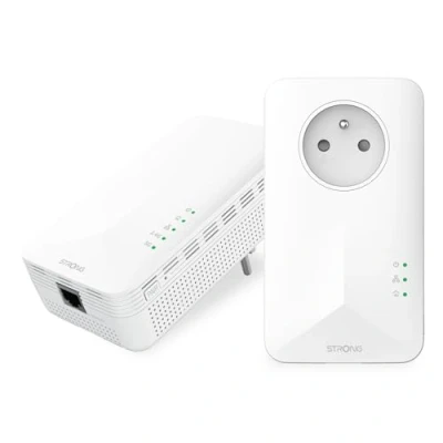 Image de STRONG Powerline WiFi 1000 Kit Duo Prises CPL Mbps/WiFi 1200 Mbps Compatible Toute Box/Routeur 1 Port Ethernet + Prise Filtrée Installation Rapide Blanc