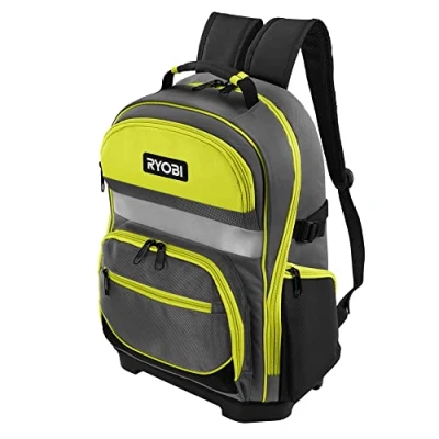 Image de RYOBI sac à dos (32 x 47 16,5 cm) Capacité : 20kg Matiére du polyester 600 Denier des poches 1680 Base renforcée et imperméable l’eau RSSBP1