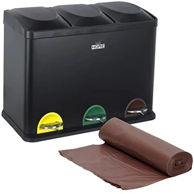 Image de Conteneur de tri sélectif et recyclage écologique 45 L (3 x 15 L) avec pack 20 sacs poubelles