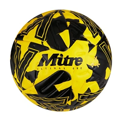 Image de Mitre Ultimax One Ballon de Football Unisexe, Jaune/Noir/Noir, Pointure 5