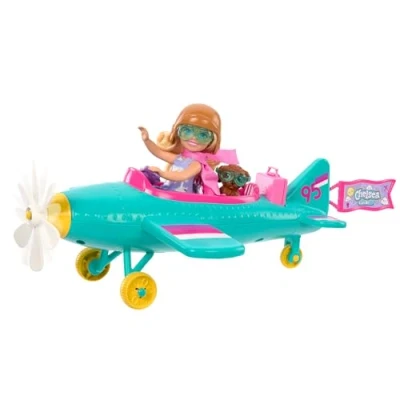 Image de Barbie Coffret Chelsea Peut Être... avec Poupée Pilote et 1 Avion 2 Places, 7 Accessoires Dont Chiot Inclus, Thème Voyage, À Collectionner, Jouet Enfant, A Partir De 3 Ans, HTK38