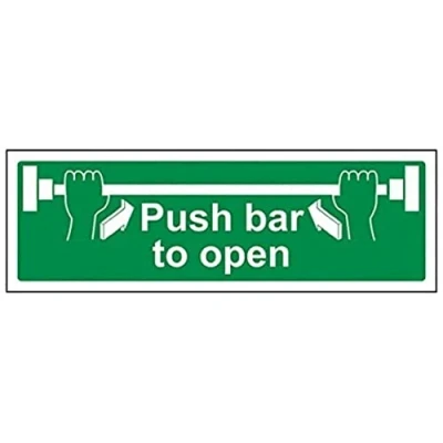 Image de vsafety 22001 ax s Lave vaisselle état Panneau de porte, Push Bar to Open&quot;, paysage, vinyle autocollant, 300 mm x 100 mm, vert