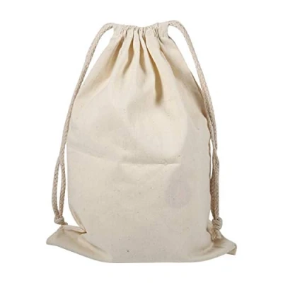 Image de sacs à cordon en coton, sac pain, tissu, de rangement coton uni avec serrage pour le voyage, usage domestique(22 * 28cm)