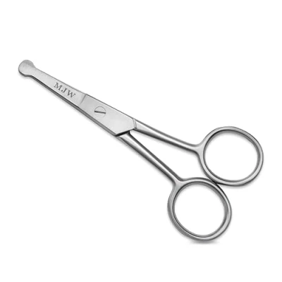 Image de MJW Ciseaux pour poils du nez et des oreillesCiseaux de coupe visage à pointe arrondie en acier inoxydable moustaches, sourcils barbeCiseaux toilettage hommes femmes