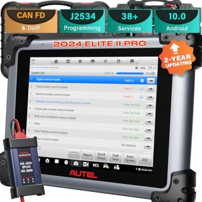 Image de Autel MaxiSys Elite II Pro Scanner: 2 Ans de Mise à Jour Gratuite, Niveau du MS909/MS919/MS Ultra/MS908SPro Outil Diagnostic, J2534 Reprogrammation ECU&amp;Codage OE, CANFD&amp;DoIP, 38+ Service