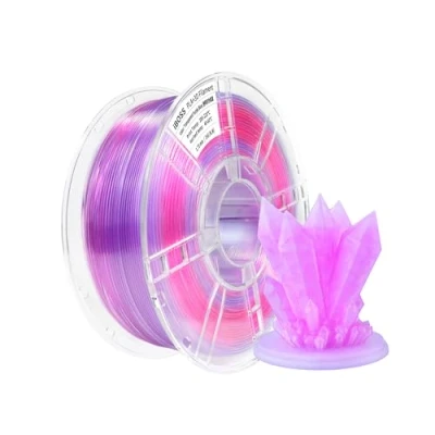 Image de iBOSS Gradient PLA+ 3D Filament d’imprimante 1,75 +/ 0,02 mm, Bobine de 1 kg (2,2lb) d’impression Bicolore Transparent, Convient à la plupart des imprimantes FDM (Transparent Bleu Violet)
