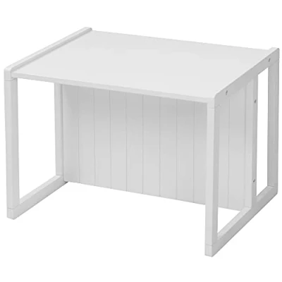 Image de roba Banc Enfant 2en1 en Bois Réglable à 2 Hauteurs d&#039;Assise Convertible Table ou Bureau d&#039;Enfant 57 x 44 cm Capacité max. 60 kg Style Campagne Blanc