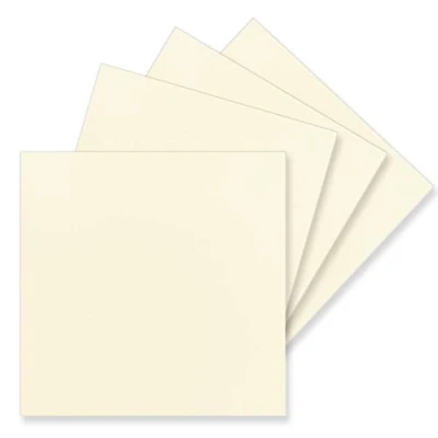 Image de Lot de 50 cartes simples, carrées, 15 x cm, vanilles (crèmes), 240 g/m², vierges, idéales comme postales et bricolage, faites carton artisanal argileux qualité supérieure