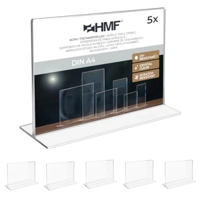 Image de HMF 46925 Présentoir de Table Acrylique Double D&#039;annonce 5 Pièces DIN A4 Format Paysage Transparent