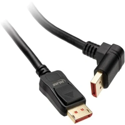 Image de InLine® Câble DisplayPort 1.4 8K4K coudé vers le bas Noir/doré 3 m
