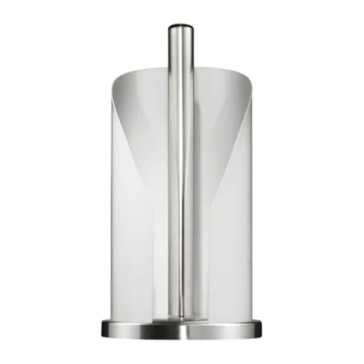 Image de WESCO Porte rouleau de papier couleur blanche en acier inoxydable et tôle d&#039;acier laquée couleur, socle stable inoxydable, pour rouleaux essuie tout standard ou 2 à 3