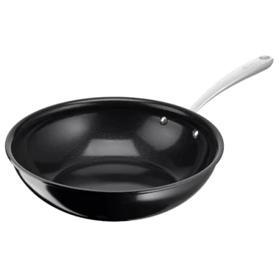 Image de Lagostina Desideria, Wok anti adhésif 28 cm avec revêtement en titane rayures, cuisson rapide et uniforme, technologie Thermo Signal, convient à tous les étages de
