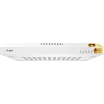Image de CIARRA Hotte aspirante silencieuse à visière de 60 cm avec 3 vitesses 220 m3/h LED sur le dessus, blanc, CAW6903A