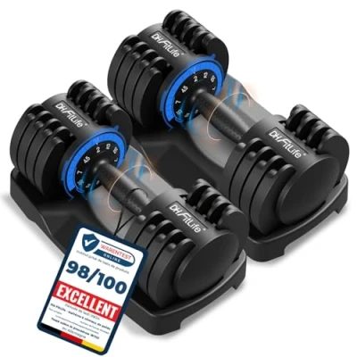 Image de DH FitLife Lot de 2 Haltères réglables 12 kg à Avec 5 niveaux poids disques d&#039;haltères peu encombrants courts