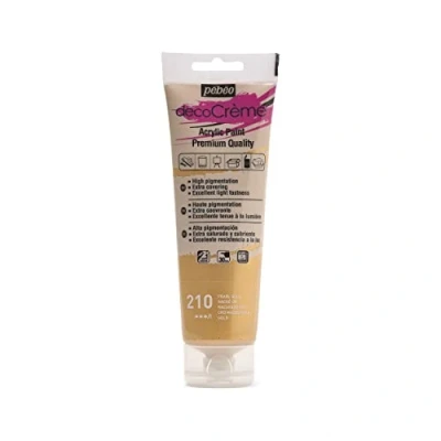 Image de Pébéo Peinture Acrylique Texture Crème pour la Décoration Finition nacrée 120 ML Or