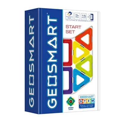 Image de GeoSmart pour débuter Start Set Boite 15 Pièces de Formes et Couleurs différentes, Inclus Une pièce rotative Jouet Construction Magnétique A partir 3 Ans