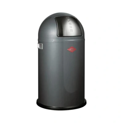 Image de WESCO Poubelle Pushboy junior de couleur graphite, tôle d&#039;acier revêtue par pulvérisation, volume 22 litres, grand rabat en acier inoxydable, récipient intérieur amovible