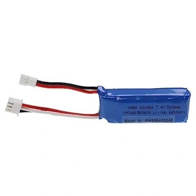 Image de vhbw Batterie Compatible avec XH 2.54 2P connecteur pour modéle RC par ex. Voiture de Course Avion (520mAh, 7,4V, Li polymère, 53 x 18 17 mm)