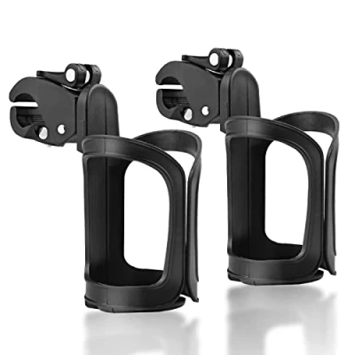Image de Gvolatee 2 Pièces Porte Bouteille de Vélo, Universel Rotation 360 Degrés Réglable Gobelet pour Poussette sans Vis, Chariots, Vélos Montagne, Déambulateurs, Fauteuils Roulants (Noir)