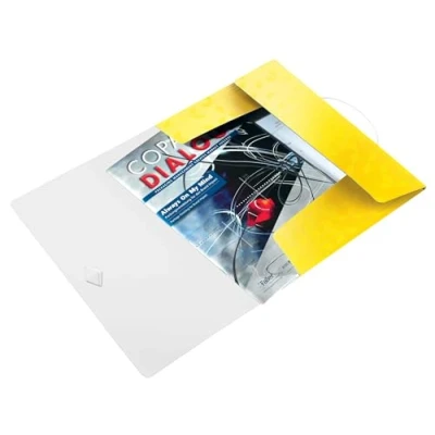 Image de Leitz Chemise 3 Rabats, Contient jusqu&#039;à 150 Feuilles A4, Fermeture Élastique, Plastique souple, Jaune, WOW