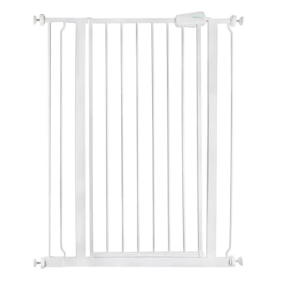 Image de Safetots Barrière de sécurité en métal Extra Haute à Fixation par Pression, 81,4 cm 89 cm, Blanc, Hauteur 104 d&#039;escalier Haute, pour bébé
