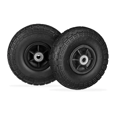 Image de Relaxdays Roue de Diable Set 2 en Caoutchouc, increvavbles, 260 x 85, 16 mm, 4.1/3.5 4 essieu 150 kg, Noir