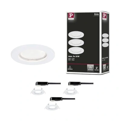 Image de Paulmann 93392 kit de 3 LED Fixe Rond gradable projecteurs Blanc Spot Métal Lampe encastrée GU10