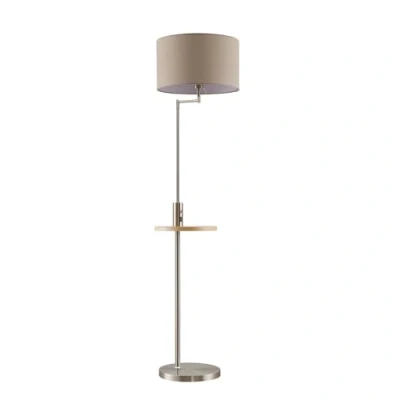 Image de Lindby Lampadaire Tissu Zinia avec une connexion USB (Moderne) en Gris Métal e. a. pour Salon &amp; Salle à manger (1 lampe,à E27), Sur Pied, Lampe a de Sol