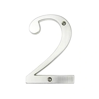 Image de HASWARE Plaque de numéro maison 4 pouces (10 cm) Numéros porte modernes signalisation d&#039;adresse la en alliage zinc (2, Argenté)